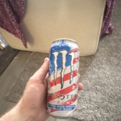 Monster Ultra Red White & Blue Razz Zero Sugar Energy Drink SILVER TOP RARE 