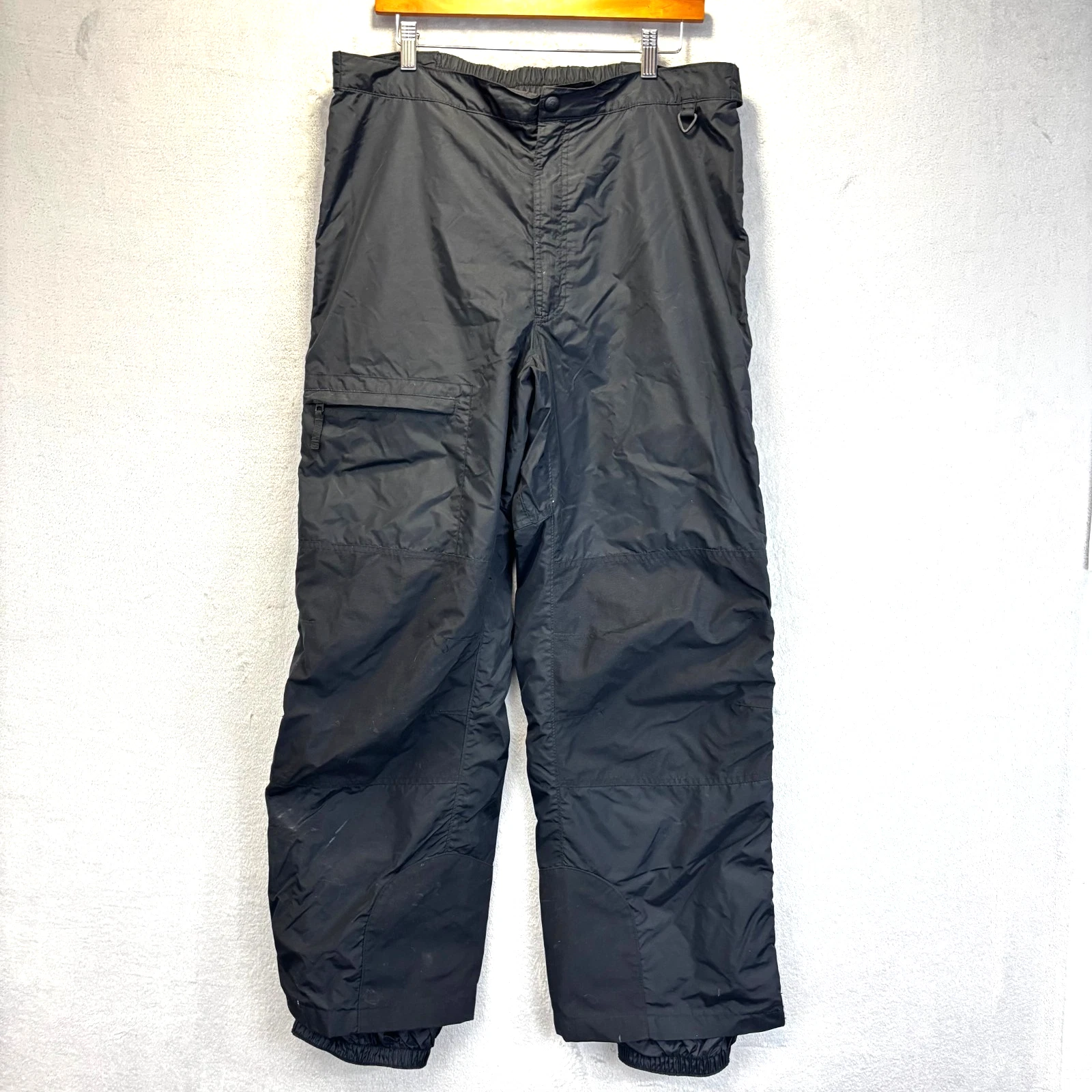Columbia Full Zip Nylon Rain Pants Mens Large Black Wind Adjustable Waterproof