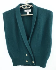 PETITE ILLUSTRATIONS Women's 70% Lambswool Sweater Vest Dark Emerald Green S