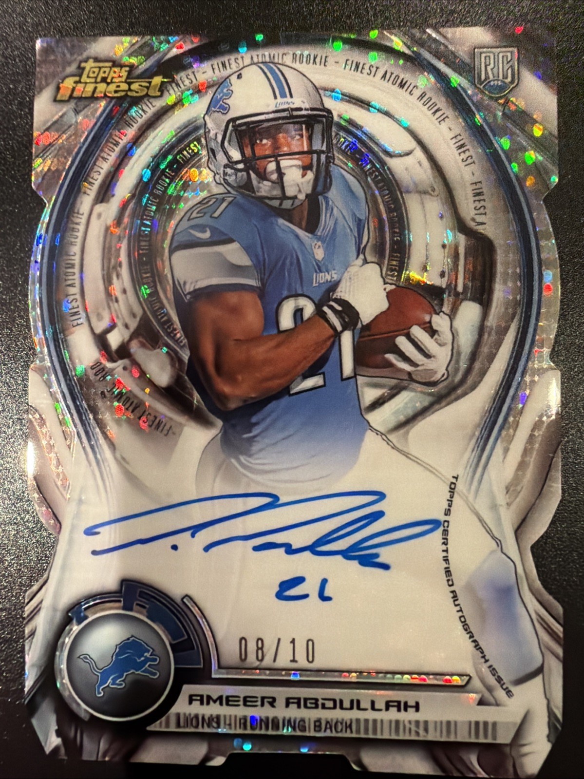 Ameer Abdullah Finest Atomic Rookie Die-Cut Autographs #13 Base