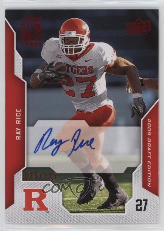 2008 Upper Deck Draft Edition Red Exclusives 25/125 Ray Rice Rookie Auto RC g2u