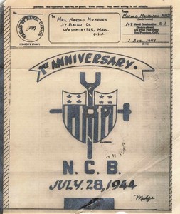 WWII Seabees V-Mail 109th NCB 1st Anniversary July 28 1944 Naval Censor