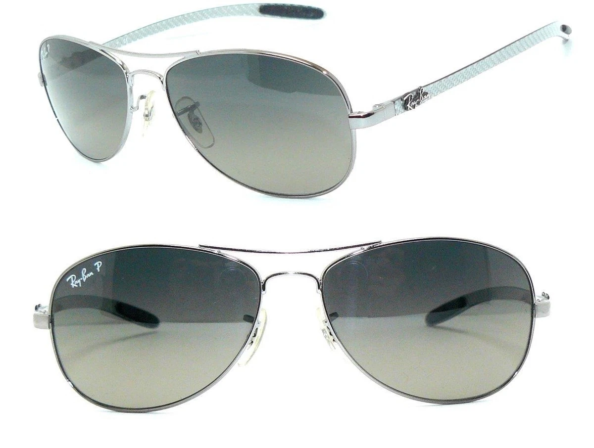 Ray Ban SONNENBRILLE GRAU BLAU POLARISIERT 8301 CARBON COCKPIT PILOT 8403 TECH L