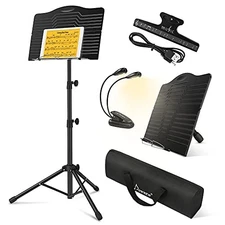  Sheet Music Stand with Light, DMS-1 Portable Metal Music Stand, Tabletop 