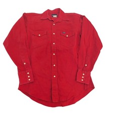 Vintage Wrangler Pearl Snap Shirt Mens Large Red Western Long Sleeve Cotton