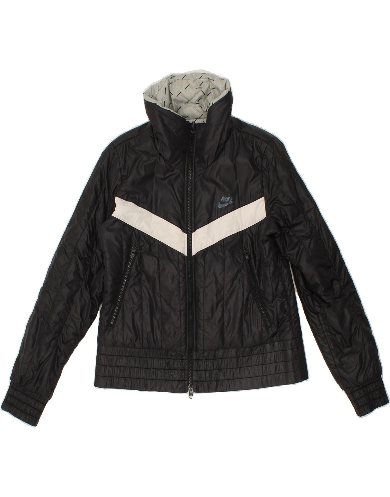 SACAI X NIKE NIKE Giacca Donna Reversibile UK 14 16 Large Nero Colorblock Nylon BR26