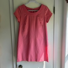 J.Crew Pink Cotton Silk Woven Neckline Shift Dress Pockets 22888 Womens 10