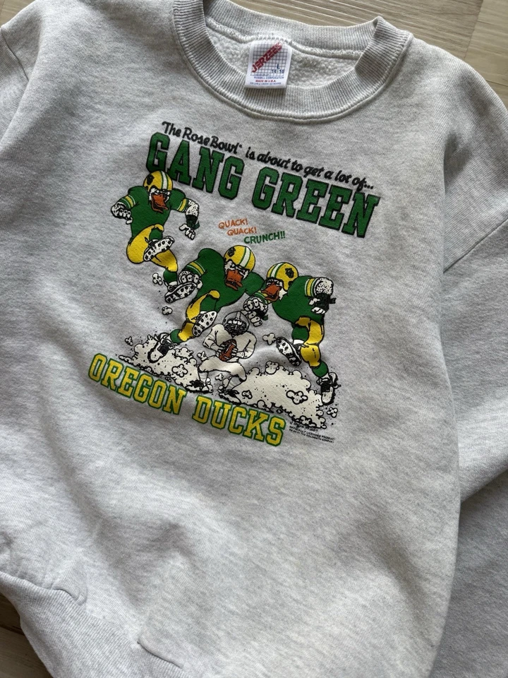 Sudadera verde vintage de pandilla de fútbol americano universitario Oregon Ducks talla juvenil mediana Foto 4 de 4