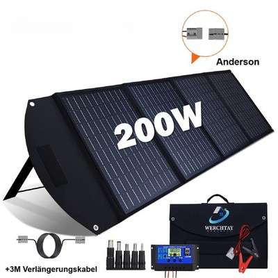 Faltbares Solarpanel 200W Solarmodul Tragbare für Powerstation Camping Wohnmobil