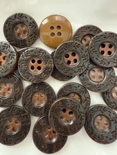 10PC Brown Vine and Leave Resin Sewing Button Flat Back 4 Holes 18mm