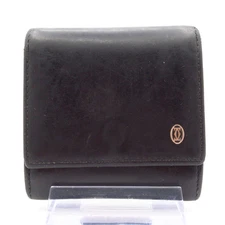 Auth Cartier Pasha - Black Leather Coin Case
