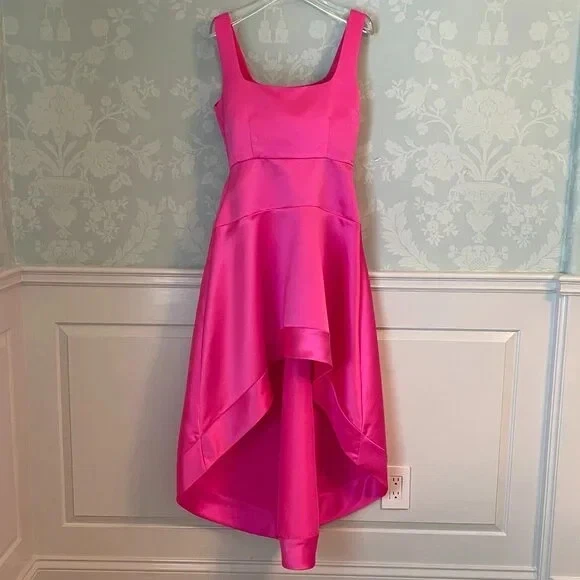 ***VESTIDO DE FIESTA CYNTHIA ROWLEY ROSA SATINADO, TALLA 6, PERFECTO ESTADO*** Foto 3 de 4