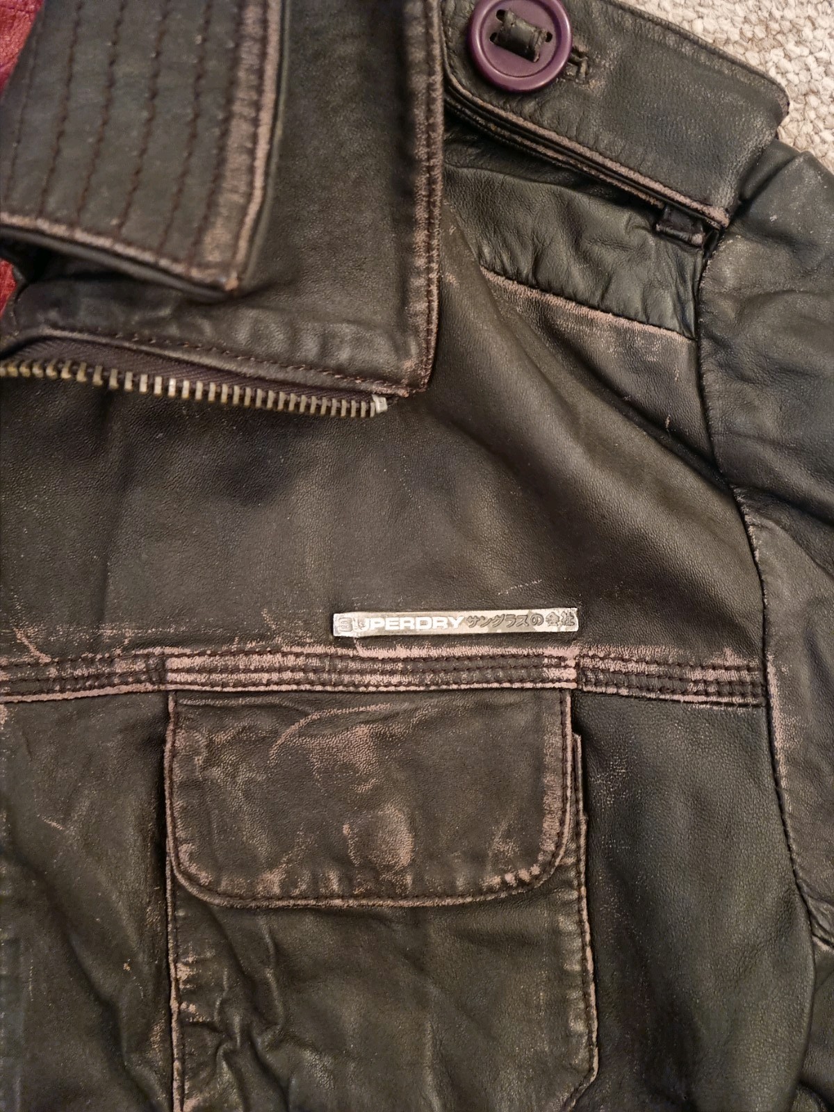 Superdry Vintage Leather Jacket Large image 4