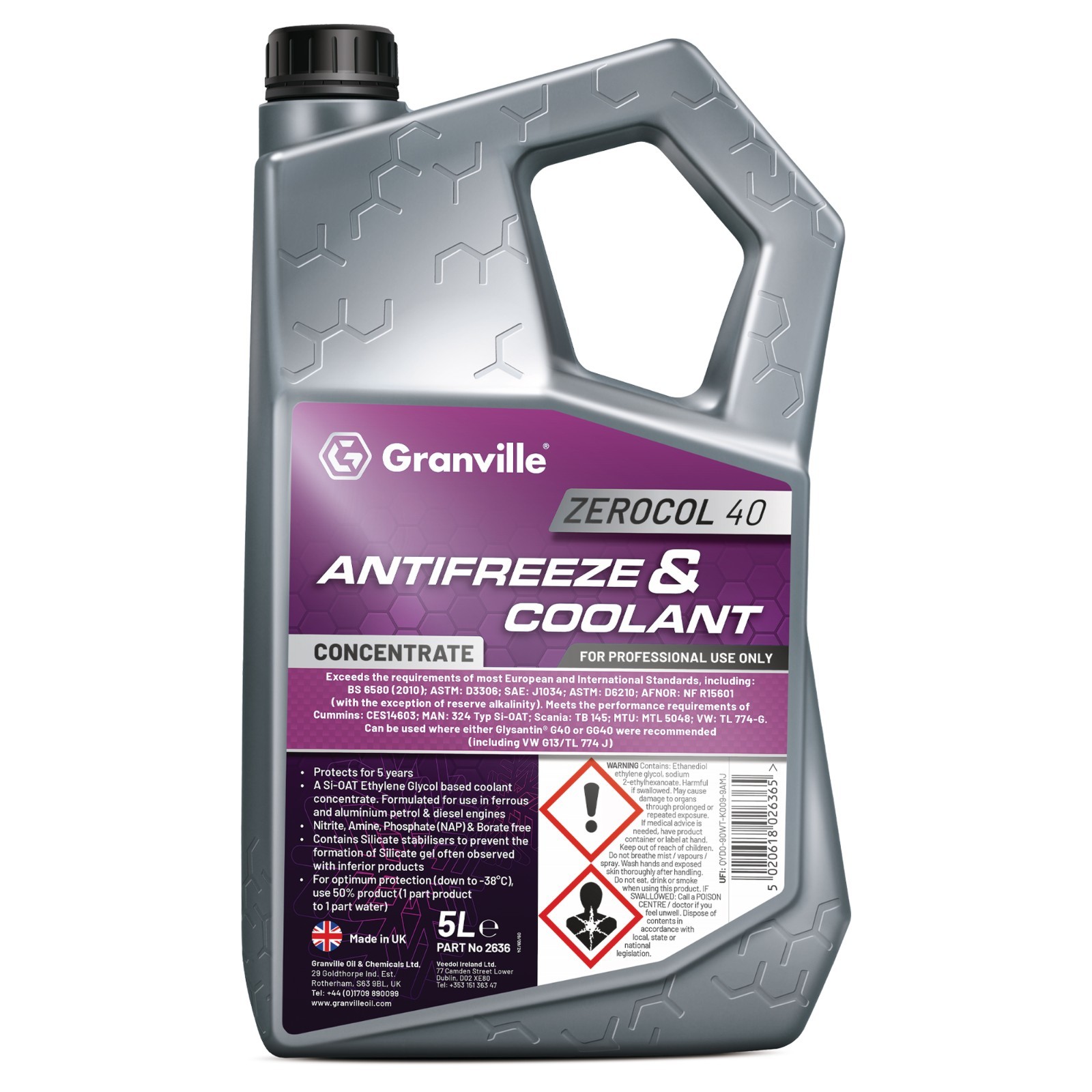 G40 Purple Antifreeze 5L Coolant VW, BMW, MAN, Scania, Cummins Engines