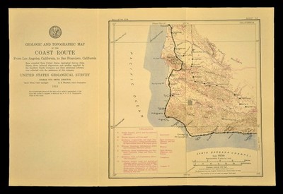 1915 Southern Pacific Railroad Map Lompoc California Santa Maria CA Coast Route