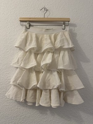 White D. Exterior Fluffy Skirt M Above Knee Length