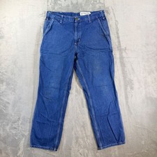 Carhartt Dungaree Fit Carpenter Jeans Mens Size 34x30 Blue Med Wash Work Denim