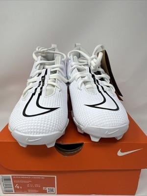 NEW 4Y Nike White Alpha Menace 3 Shark BG Cleats Youth Boy or Girl