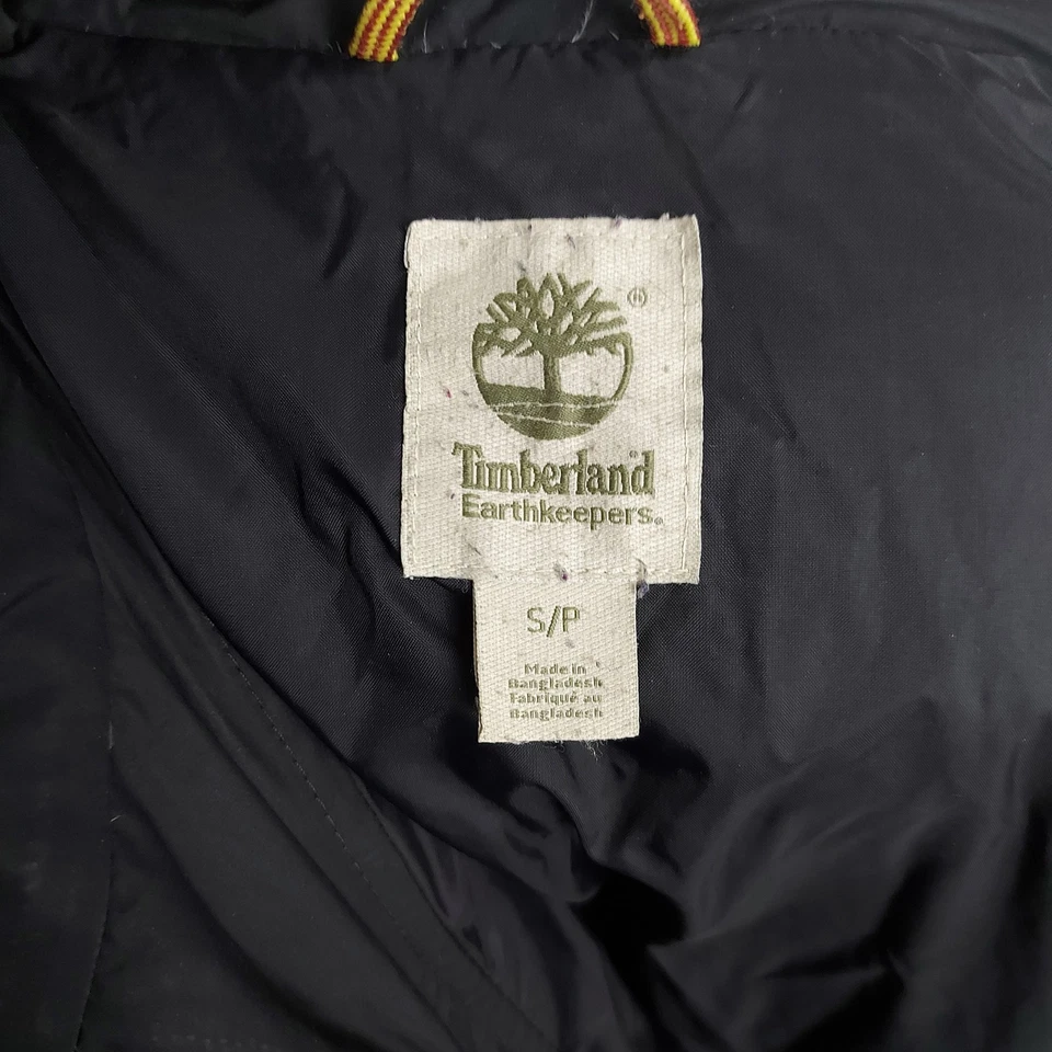 Timberland Duck Down Puffer Jacket Womens Small Black Long Waterproof Hooded - Image 3 of 4