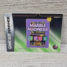 Marble Madness Klax Manual Only Game Boy Advance Original Instruction Booklet