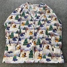 Disney Scrub Top White Winnie Tigger Piglet Winter Medical Dental Vet Size M