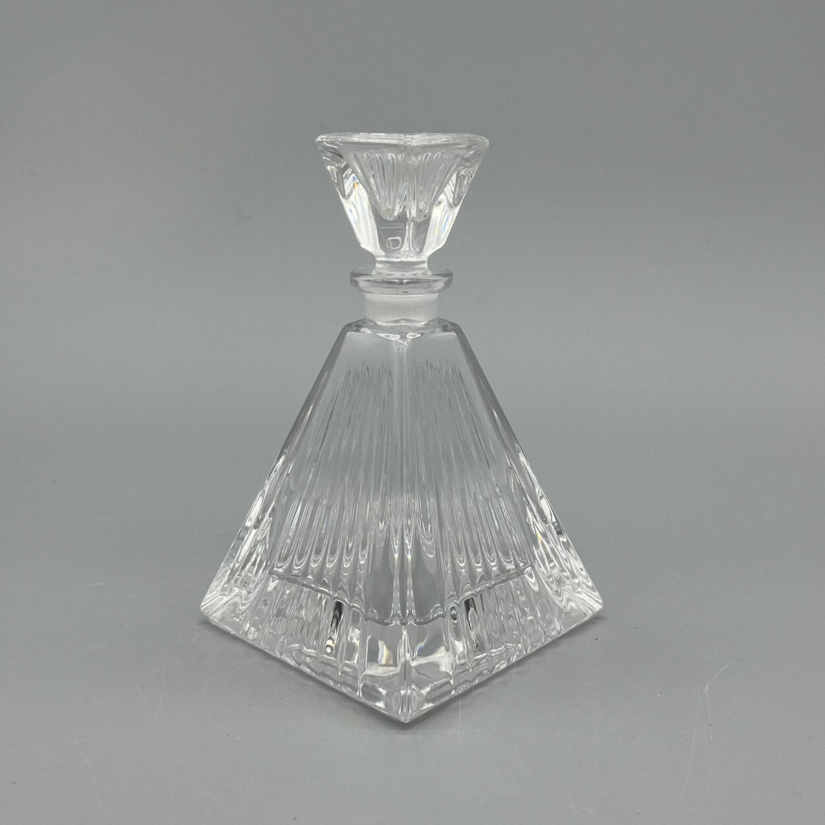 VTG Italian Lead Crystal Pyramid Triangle Perfume Bottle 80’s Royal Crystal  Rock