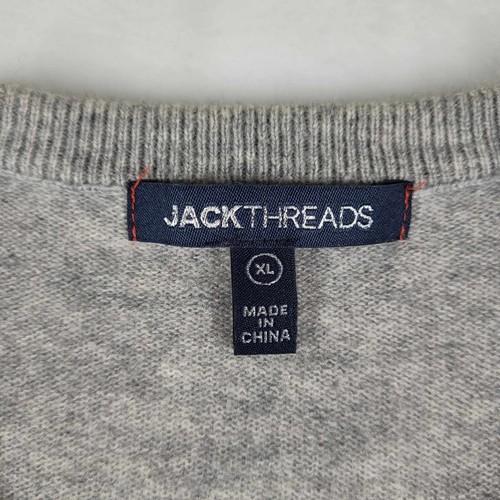 Jack Threads Long Sleeve Sweater Men's XL 100% Cashmere Gray Preppy Lightweight - Picture 6 of 14