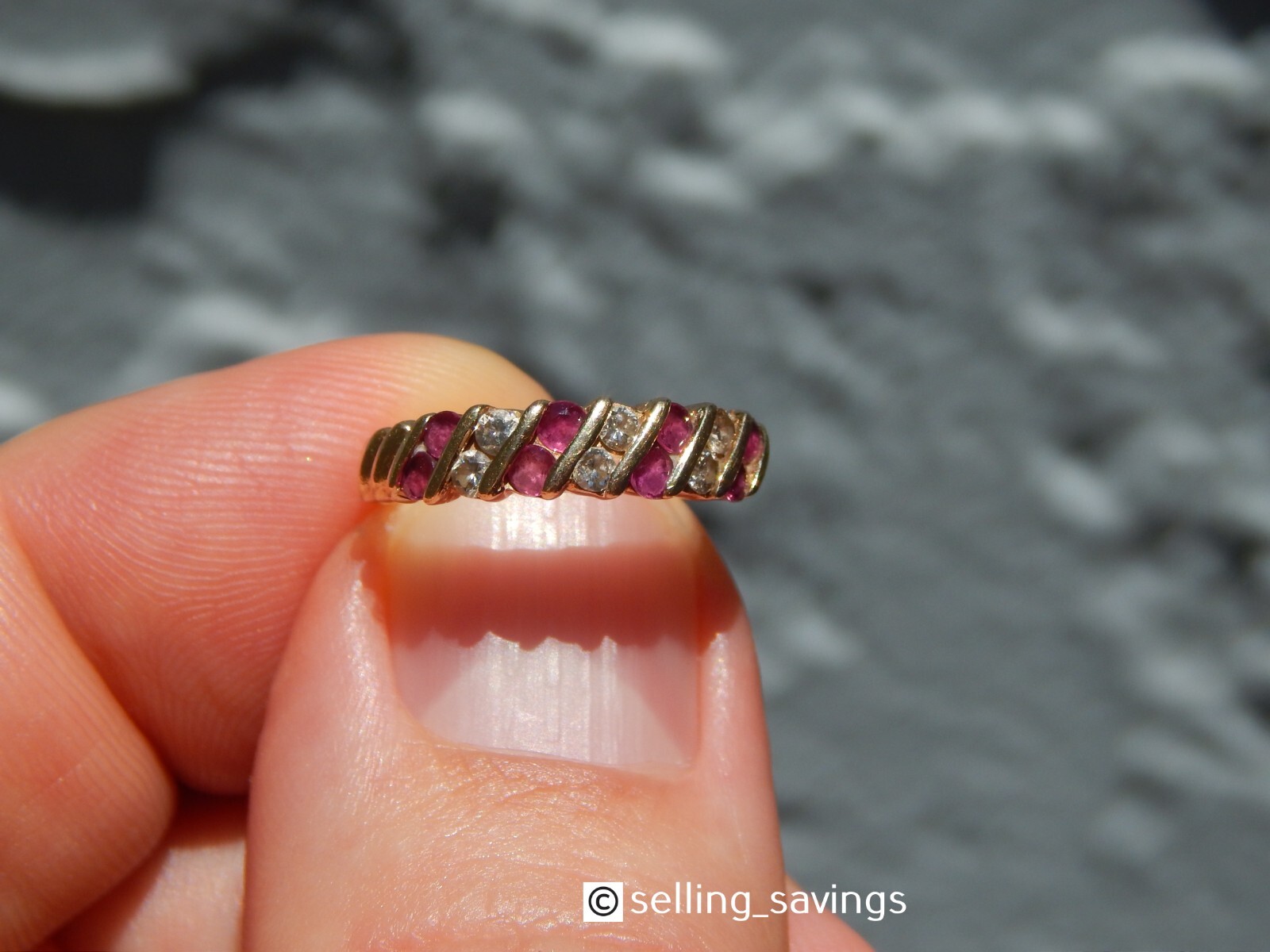 14K SOLID YELLOW GOLD EFFY RUBY & DIAMOND 5 MM STACKING BAND RING SIZE ...