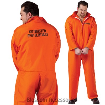 CL141 Got Busted Mens Cell Mate Orange Prisoner Fancy Dress Costume Plus Size