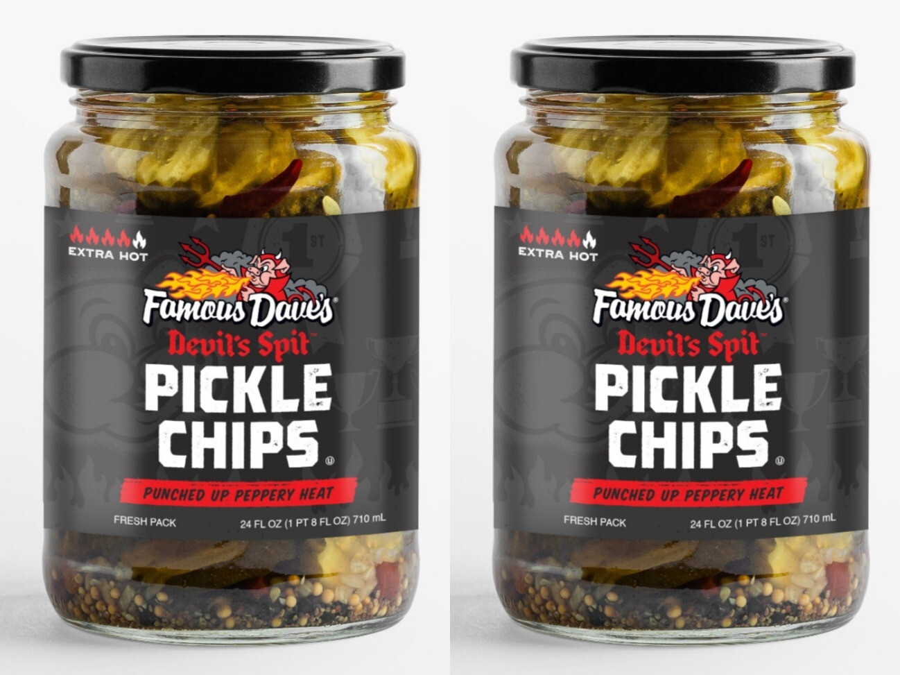 Pick 2 Famous Dave's Pickle Jars Devil's Spit, Signature or Spicy Dill