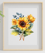 Floral Art Print, Sunflower Wall Art Decor, Botanical Wall Art, Nature Decor 91