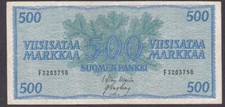 [VF, No Tears or Holes] 1956 Finland 500 Markkaa P-96a B320375B [003-2]