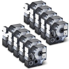 18057 Heat Shrink Tube Label 3/4" Black on White for DYMO Rhino 4200 5200 10Pack