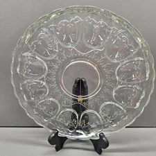 Lead Crystal 12" DOVE Deviled Egg Platter/Plate Indiana Glass VTG HEAVY & LARGE