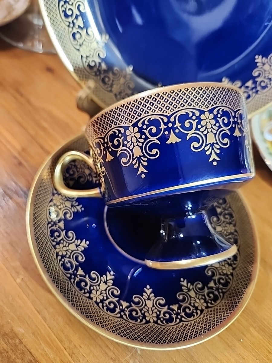Fine China Lichte Echt Kobalt Porcelain Trio Germany | eBay
