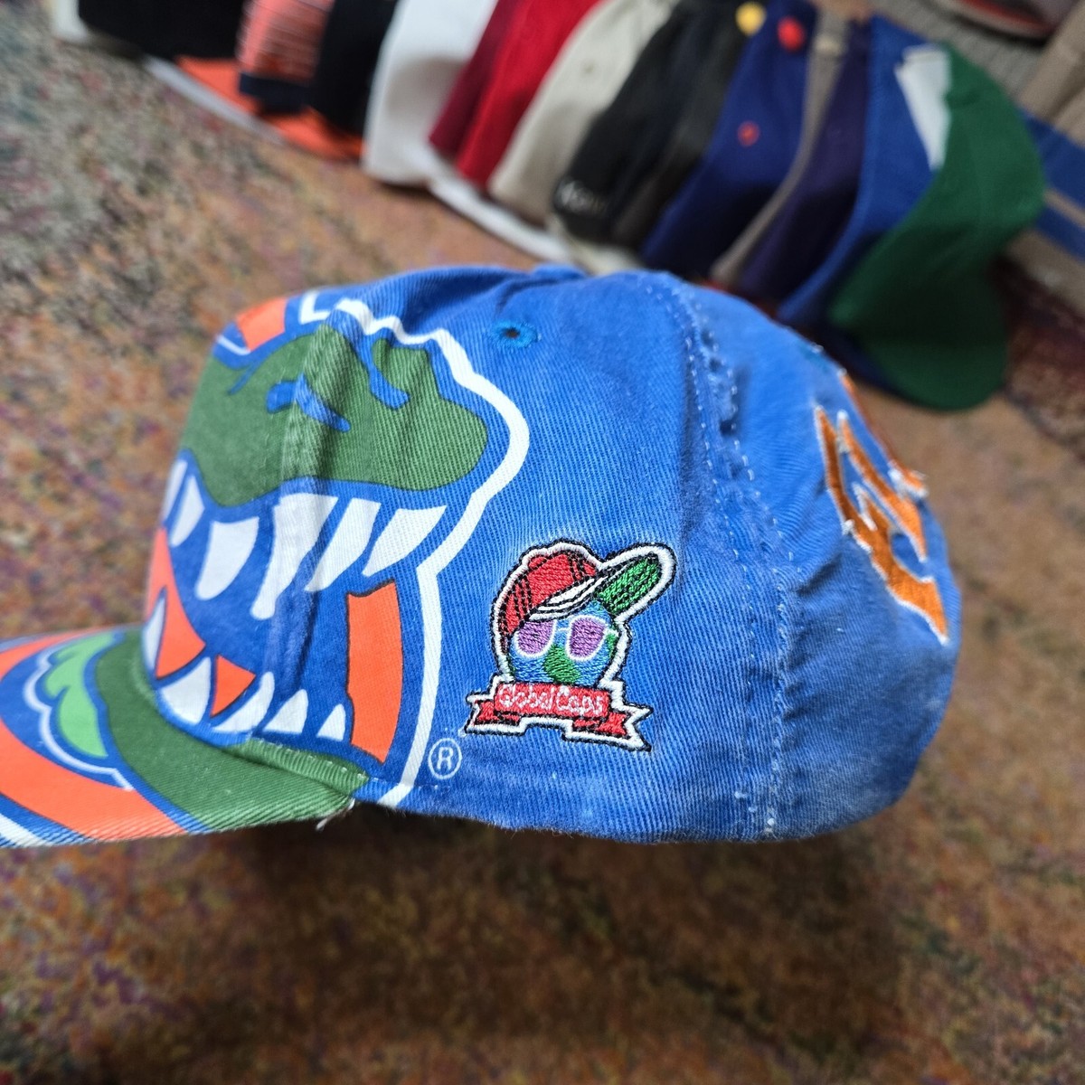 Vtg 90s Florida Gators Big Logo All Over Print Snapback Hat
