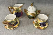 7 PIECE Miniature Tea Set -decorative use grape/fruit design