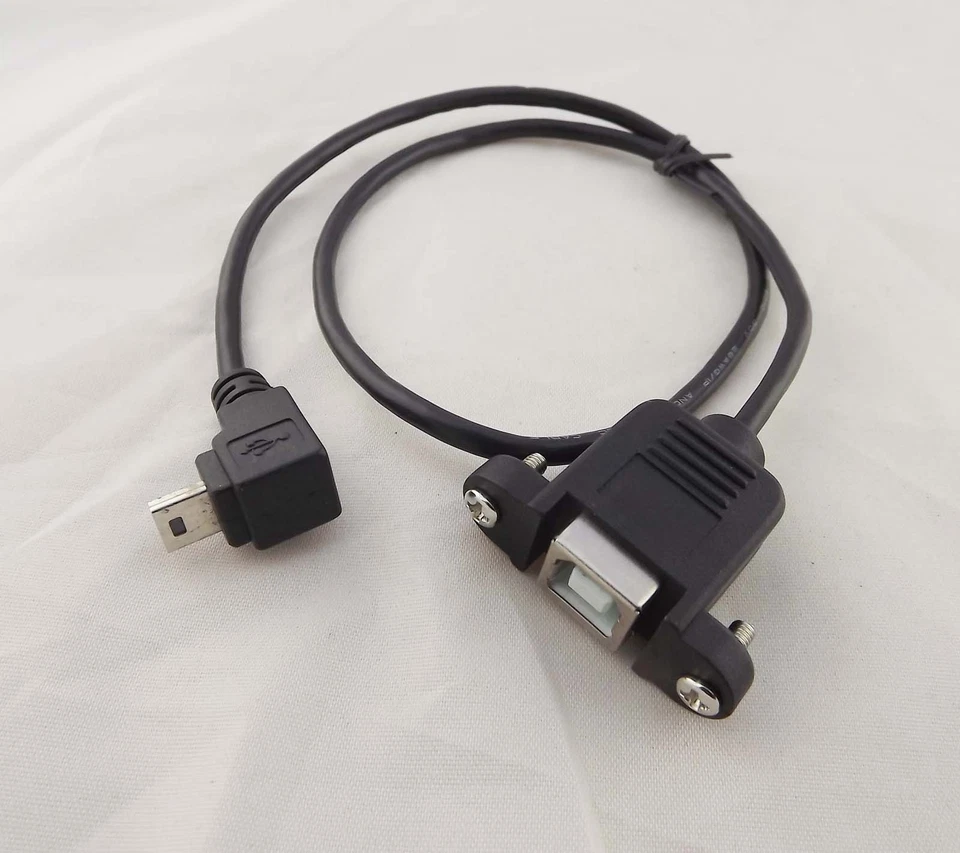 10 USB 2.0 B Female To Mini 5 Pin Male Down Angle Panel Mount Printer Cable 50cm - Image 3 of 4