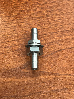 Stainless steel bulkhead fitting, 3/8-24 UNF thread to 1/4 ID tubing barb