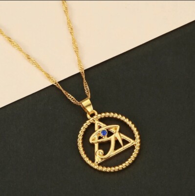 Women's Fashion Jewelry Gold Color Egyptian Geometric Evil Eye Necklace 86-7