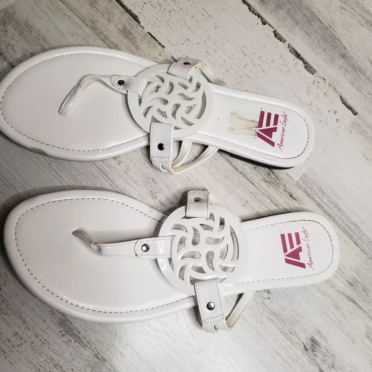 American eagle white flip flops sales