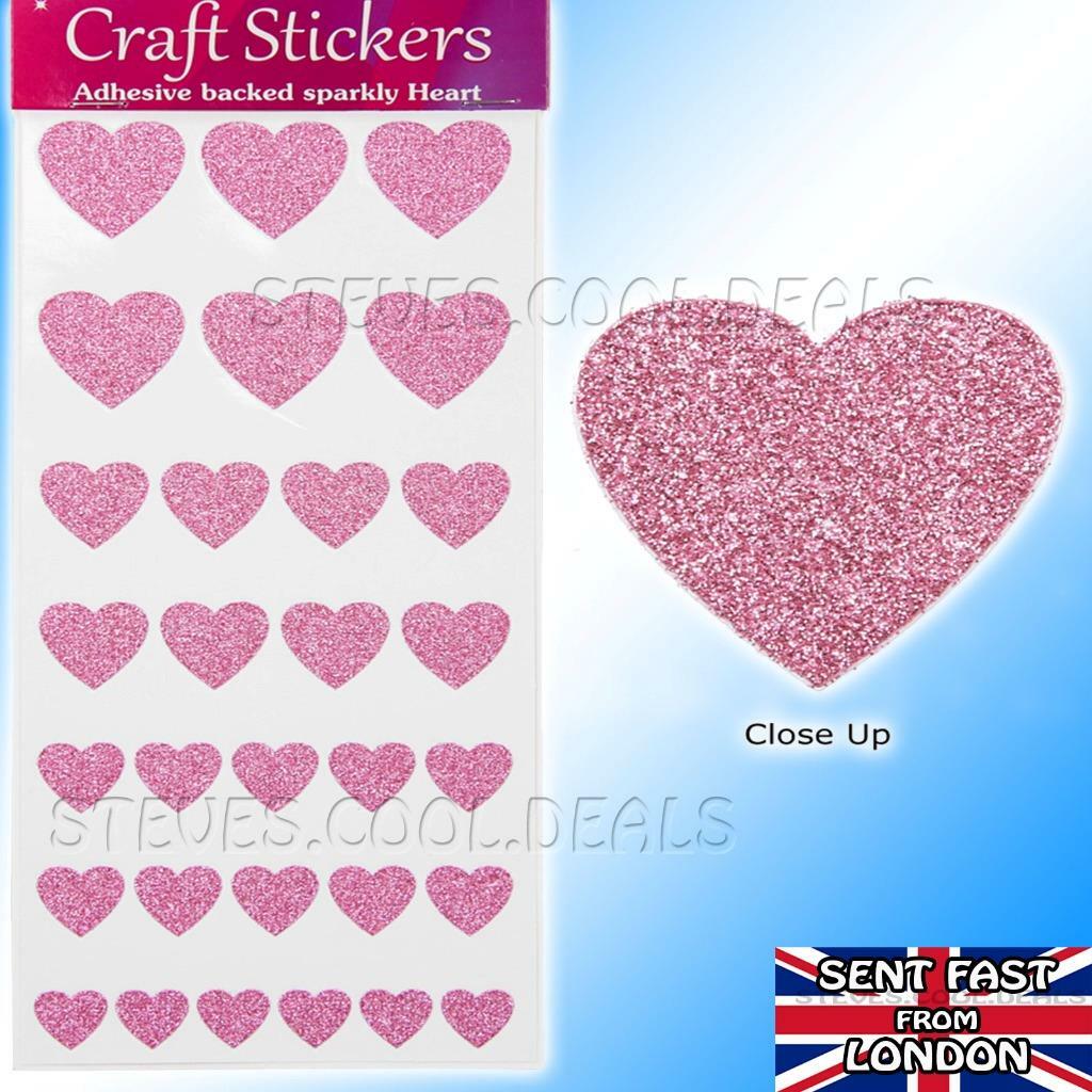 Heart Glitter Stickers Cute Assortment Craft Card Party Wedding Peal off Sheet eBay
