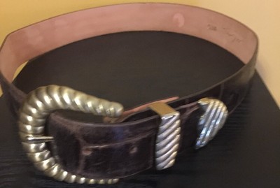 CATHERINE DIAL EASLEY SAN ANTONIO AN1 BRN LEATHER CROCO BELT  display picture 3