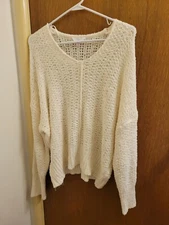 Womens Xl Xlarge 16 18 Cream tape Yarn Pullover Sweater Brand New With Tags Nwt