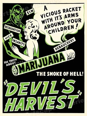 1942 "Devil's Harvest" Vintage Marijuana Movie Poster - 18x24