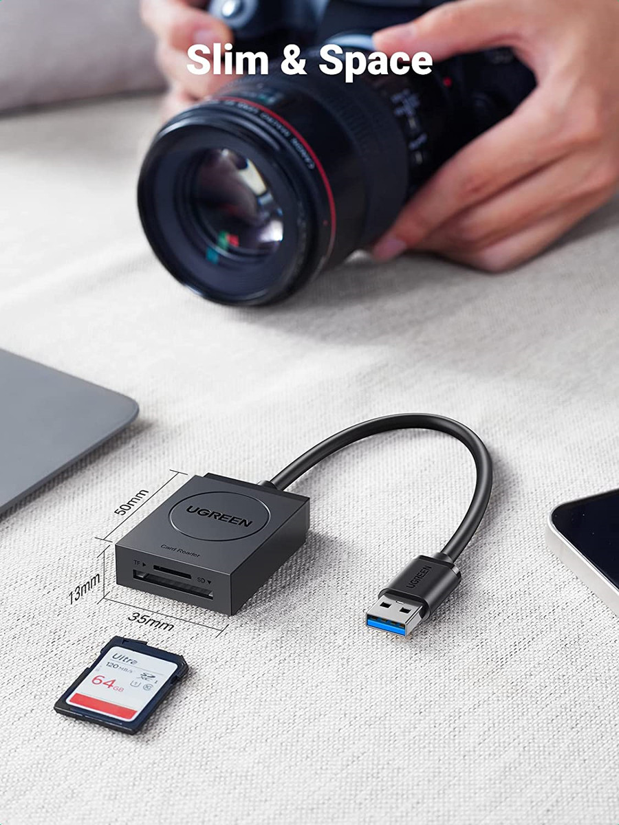 UGREEN SD Card Reader, USB 3.0 to TF/SD Cards Adapter, External 
