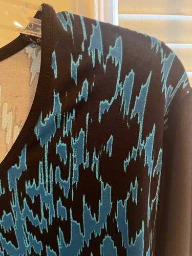 Carol Rose Size PXL Blouse Turquoise Black Color Lightweight Long Sleeves New - Picture 6 of 7