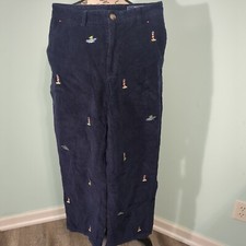 VINEYARD VINES Boat Lighthouse All Over Corduroy Pants 90s Navy 28 x 30 preppy