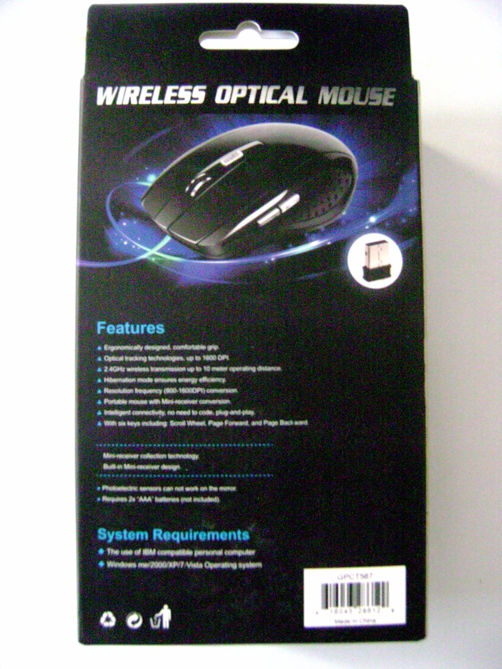 2.4GHz Wireless Optical Mouse &USB Receiver 1600 DPI for PC Desktop Laptop - Image 2 of 3