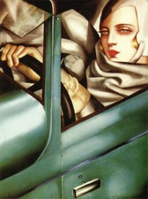 Self Portrait in the Green Bugatti : Tamara de Lempicka : Archival Canvas Art